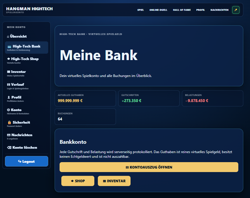 Live-Screenshot High-Tech Bank