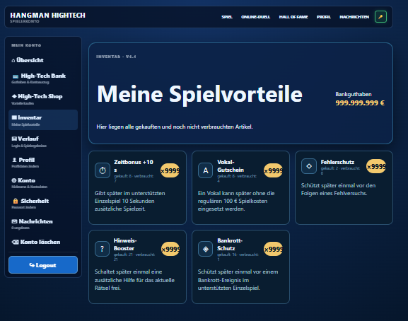 Live-Screenshot Inventar