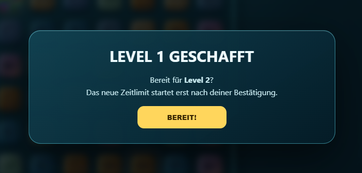 Live-Screenshot Level geschafft